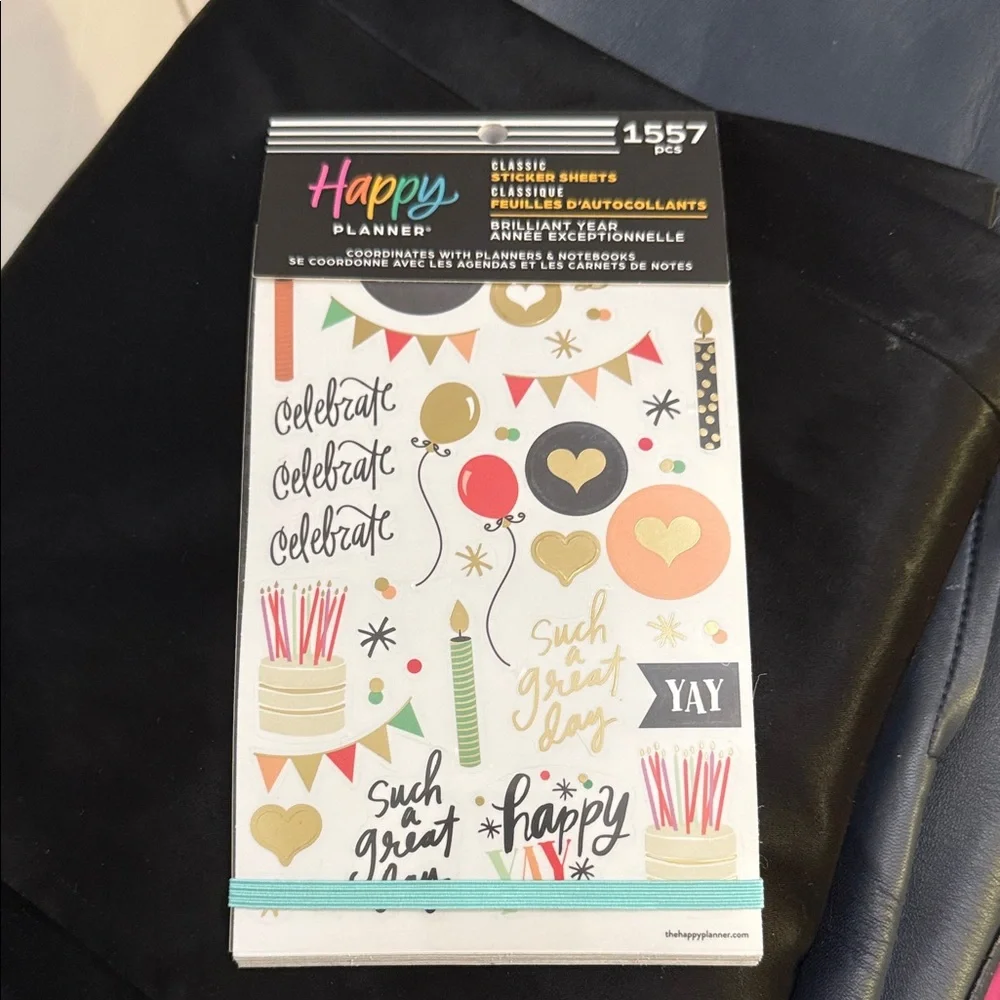 Happy Planner Brilliant Year Festive Celebration Stickers - Gold, Pink, Black